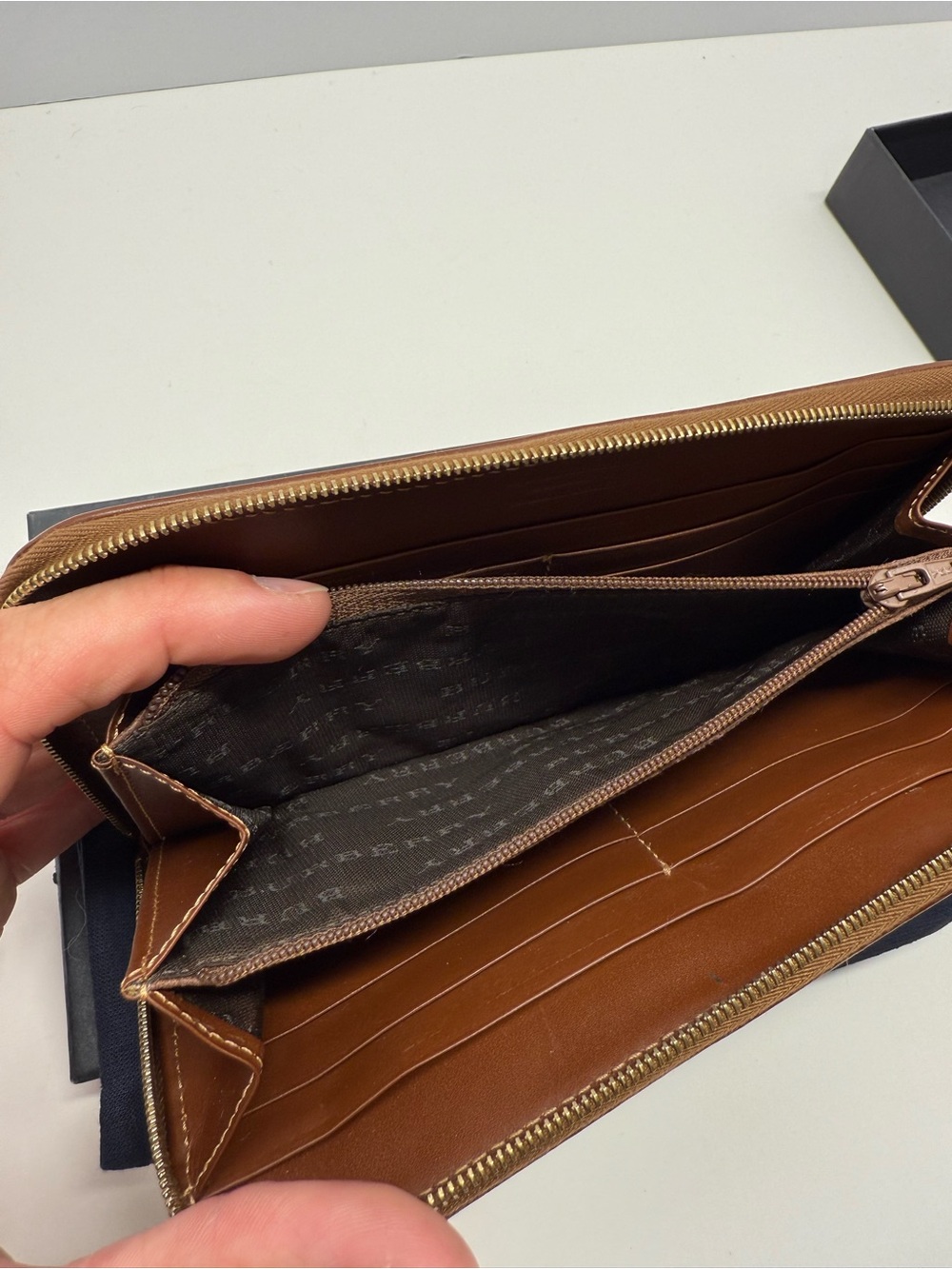 Burberry Check Zip Wallet in Beige and Brown - Picture 10 of 11